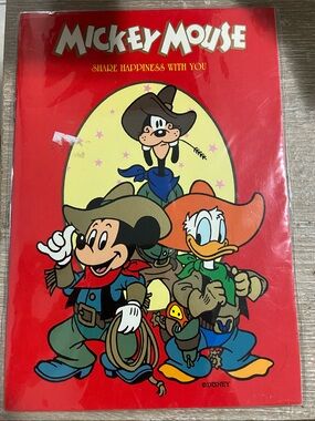 Vintage Disney Red Mickey, Donald & Goofy Cowboy Sticker Book